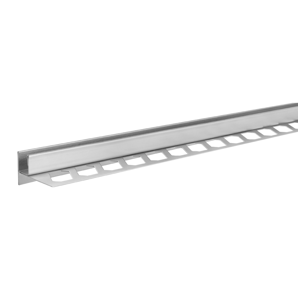 Abschlußschiene Aqua Keil Glas 148 cm lang, linker Anschlag Edelstahl gebürstet
Blanke Aqua-Keil Glas 193-280B-148-L