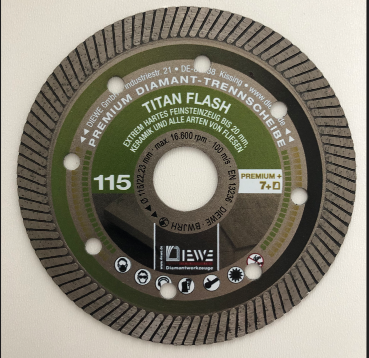Dünnwand Diamanttrennscheibe 115 Titan Flash
Diewe 13013