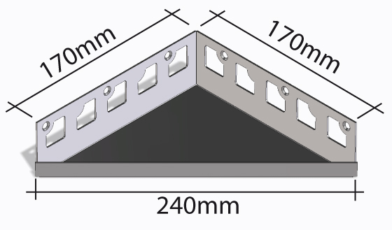 19544-HK-EA-170-Edelstahlablage befliesbar-Schenkel-170x170mm-vorne 240mm-Onlineshop