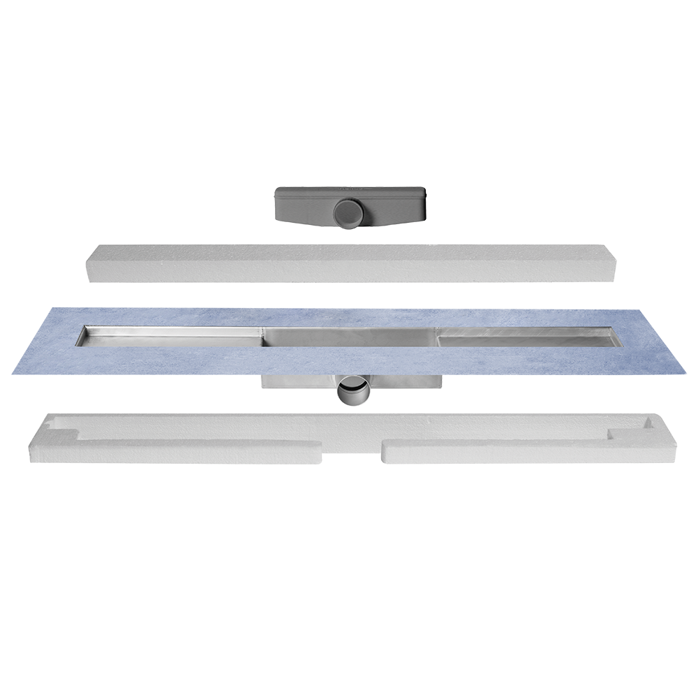 Linienentwässerungskörper DIBA-LINE 100 cm, ohne Rostabdeckung, Edelstahl 72 mm Einbautiefe für bodenbündige Duschen
- Einbauhöhe: 72
- Ablauf DN 50
- Korpus Edelstahl, Werkstoff 1.4401
- ohne Rostabdeckung Edelstahl, Werkstoff 1.4301
- geprüft auf Belast