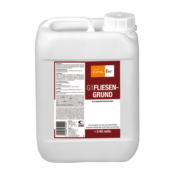 G1  5 kg  Fliesengrund Ceratec   
zum Grundieren von stark und unterschiedlich saugenden
Untergründen an der Wand und am Boden 
Fliesengrund G1  5 kg  Ceratec