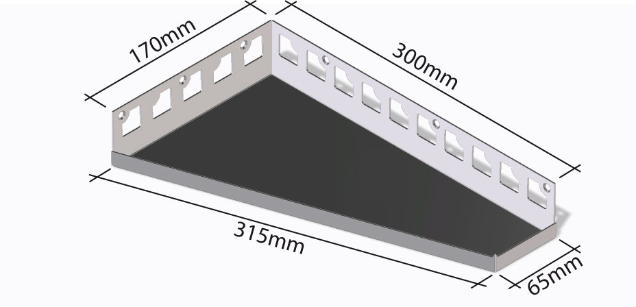 Edelstahlablagen befliesbar Trapez 170x300x65 mm
HK HK-EA 430R 
Art: 20366